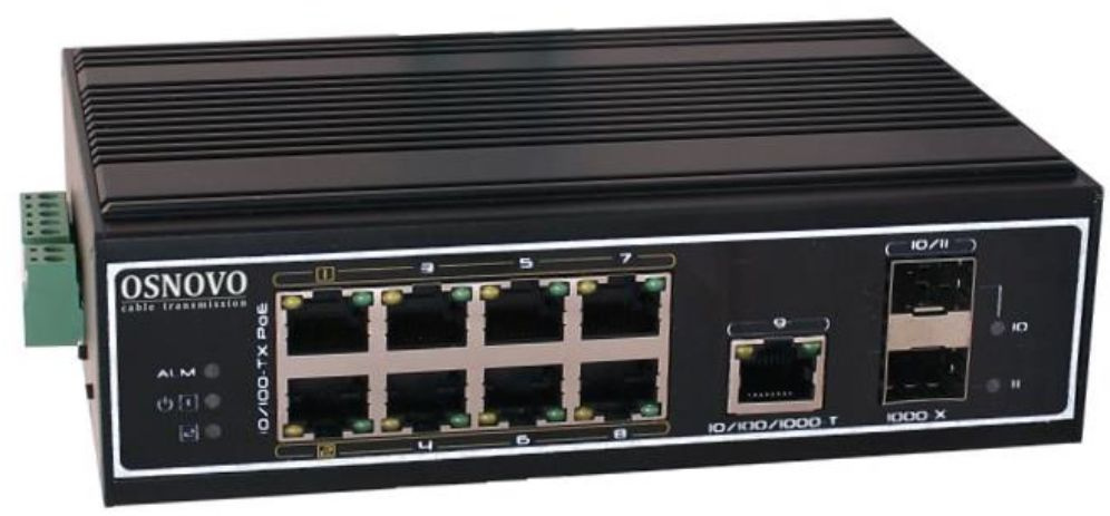 Коммутатор Osnovo SW-60812/I (L2) 8x100Мбит/с 1x1Гбит/с 2SFP 6PoE++ 300W неуправляемый